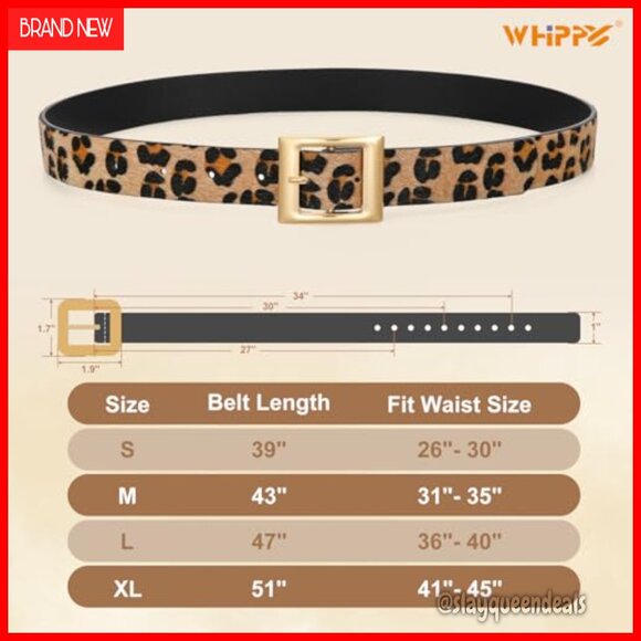 Women\'s PU Leather Belt with Square Gold Buckle for Jeans Dresses main image 6